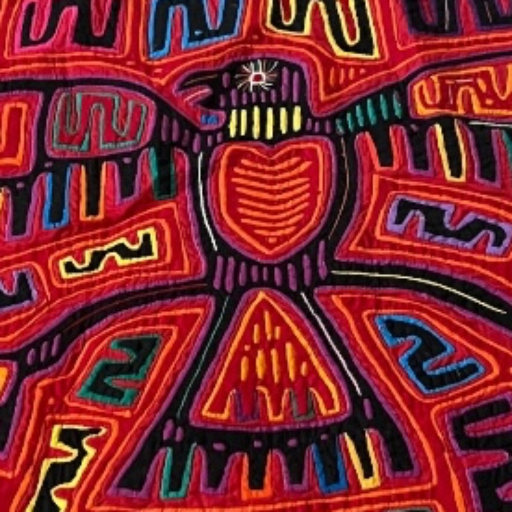 Vintage Hand Sewn Panama Mola Kuna Wall Hanging Eagle Appliqué Folk Art Textile - Picture 5 of 7